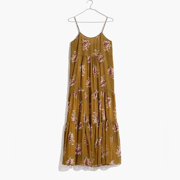 Madewell Cami Tier Midi Dress in Metallic Classic Corsage Floral Print Size 2 - Picture 4 of 12